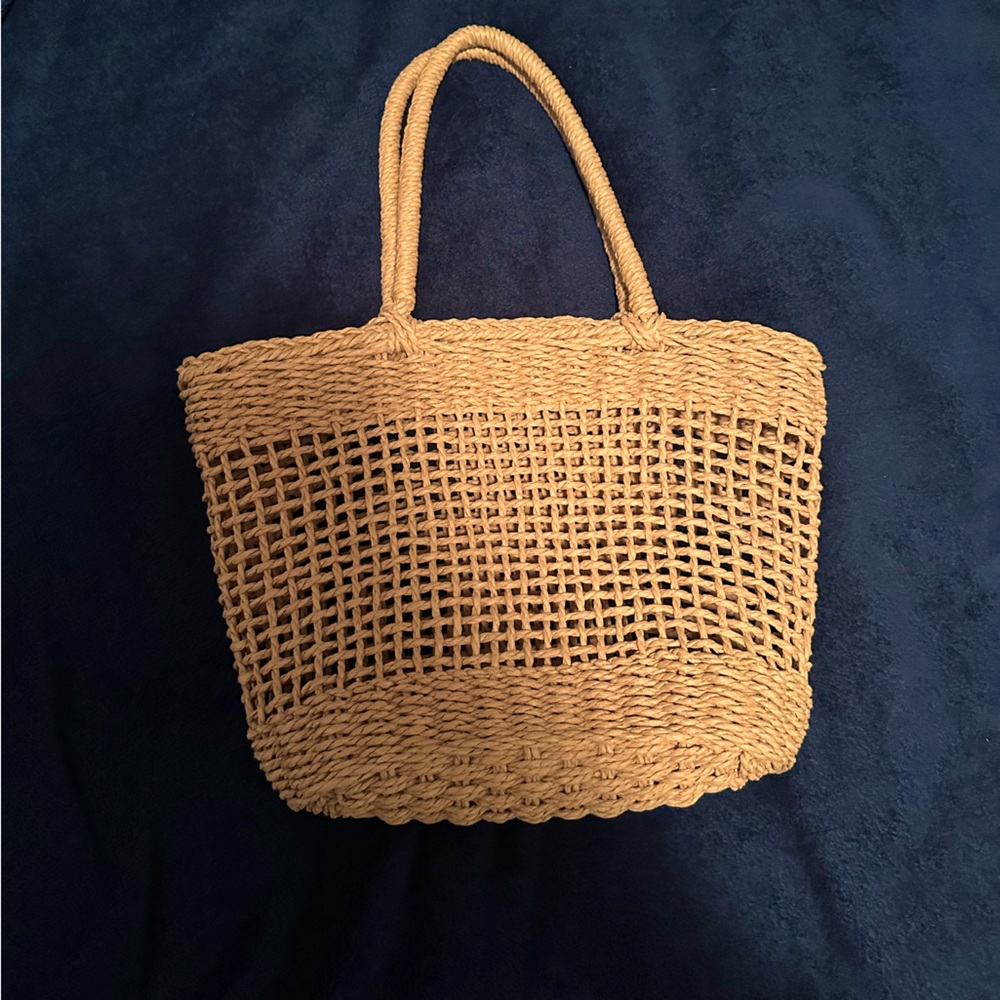 Aritzia Tan Woven Travel Bag